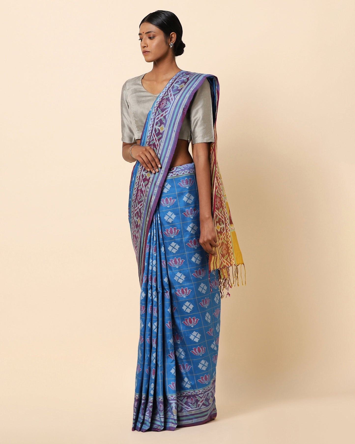 Shubhra Warp Ikat Silk Saree