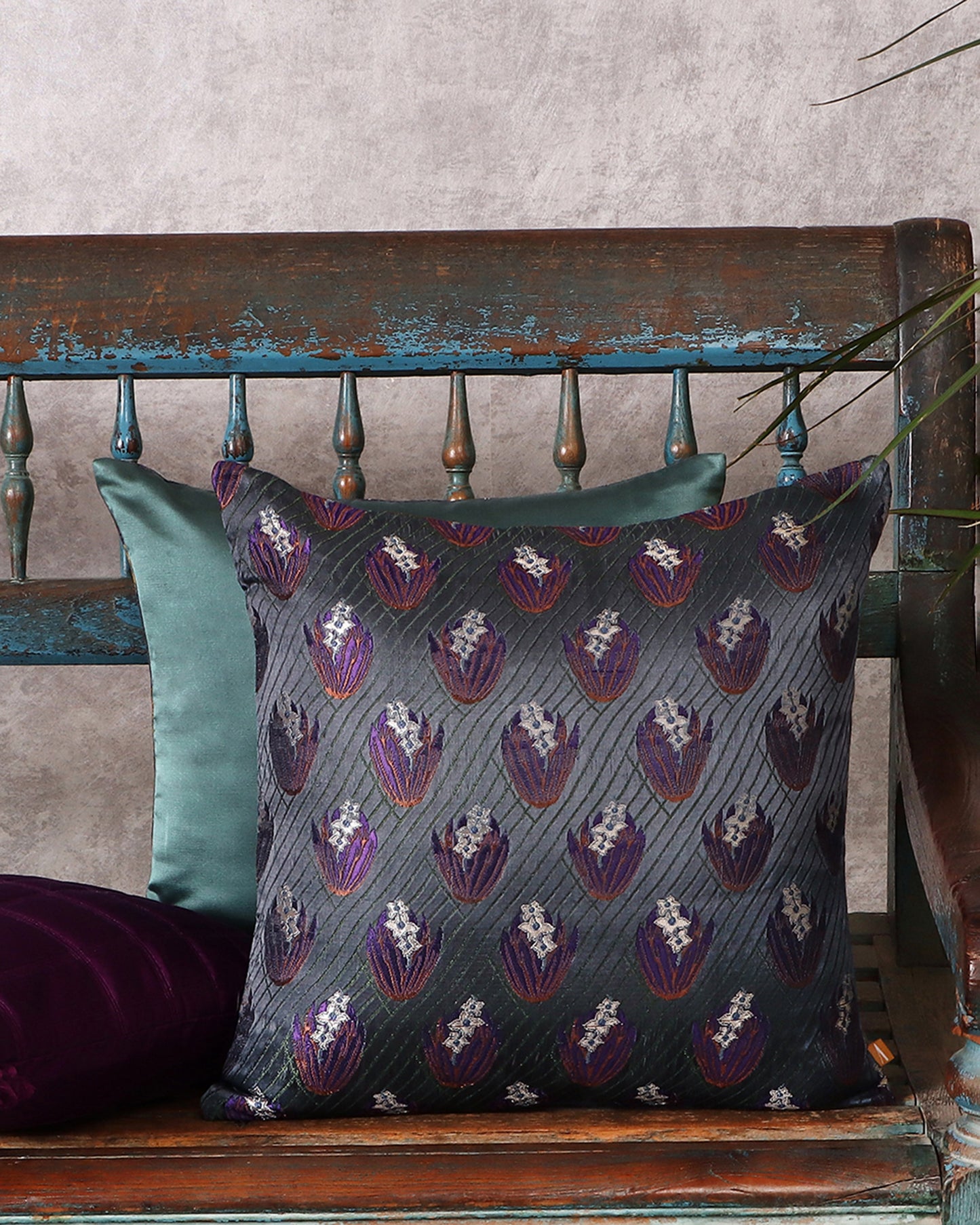 Neerja Satin Brocade Silk Cushion Cover