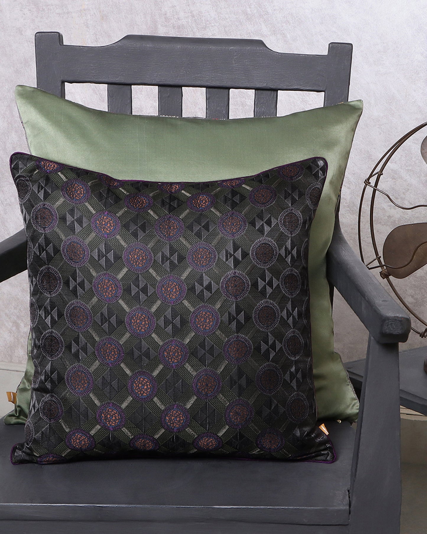 Mrinalini Satin Brocade Silk Cushion Cover