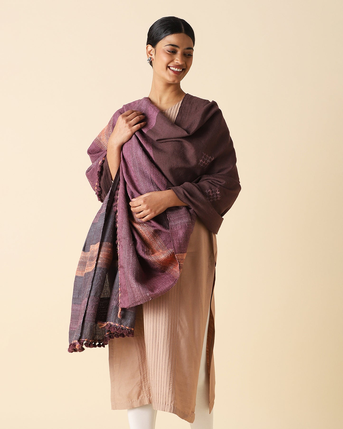 Emira Extra Weft Wool Silk Shawl