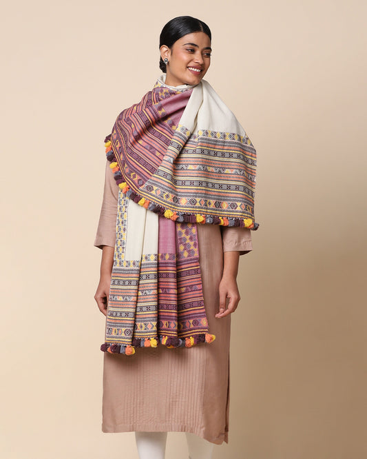 Miray Extra Weft Woolen Shawl
