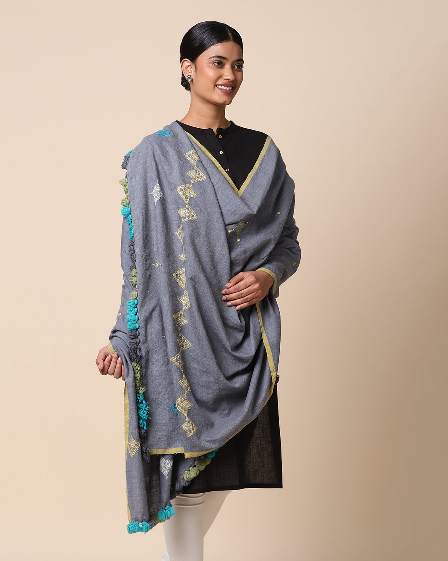 Niroop Extra Weft Wool Silk Shawl