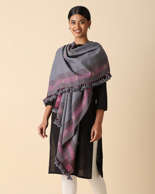 Shahinaz Extra Weft Wool Silk Shawl