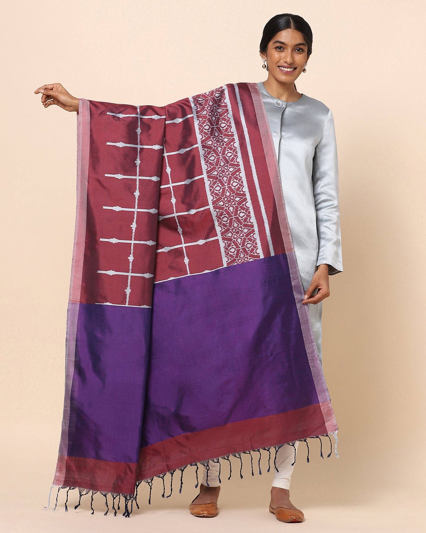 Prativa Weft Ikat Silk Dupatta