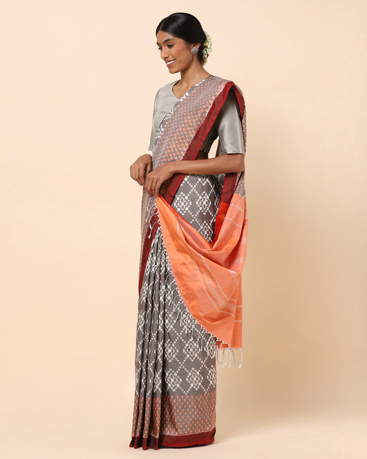 Aayu Weft Ikat Silk Saree