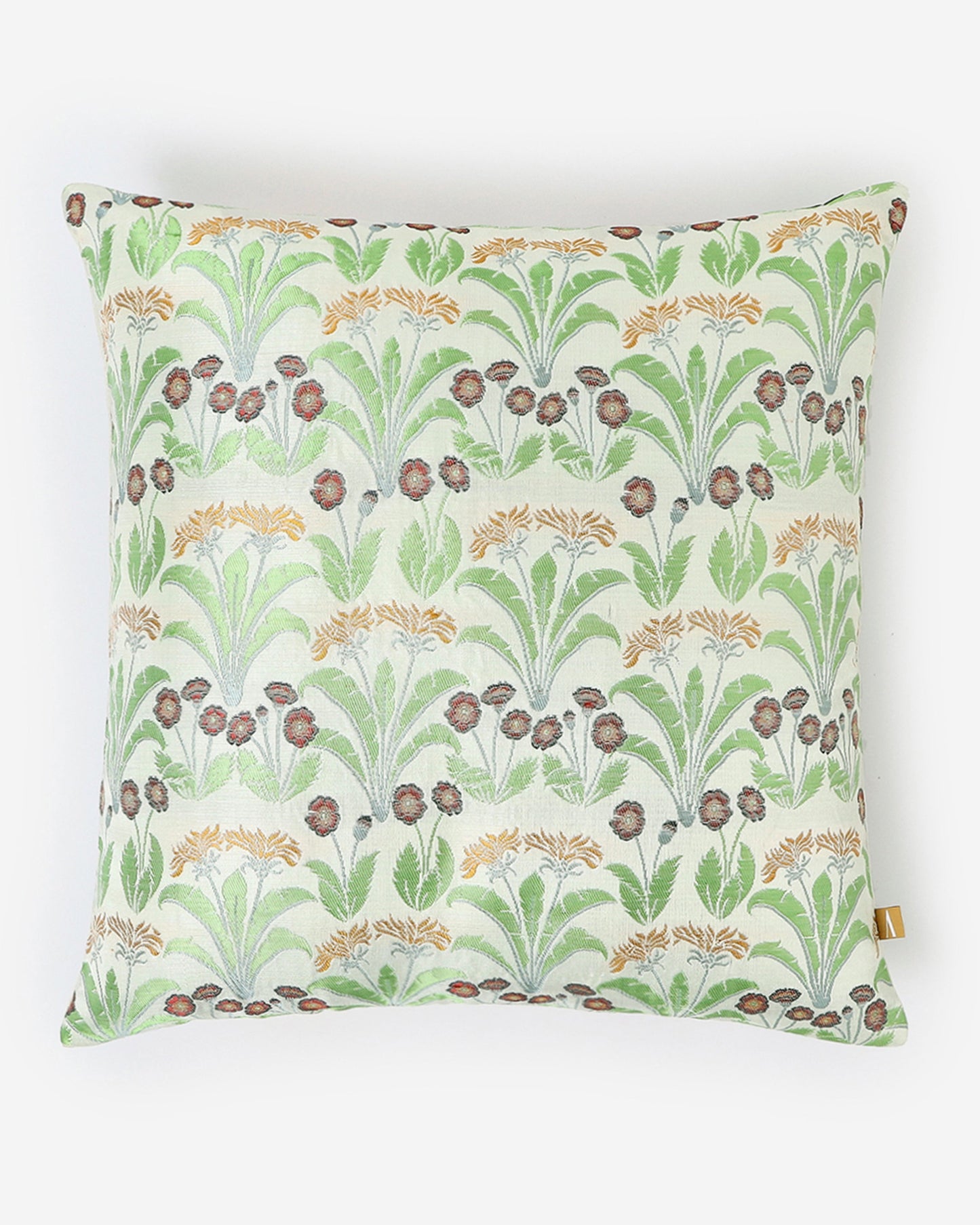 Genda Phool Satin Brocade Silk Cushion Cover