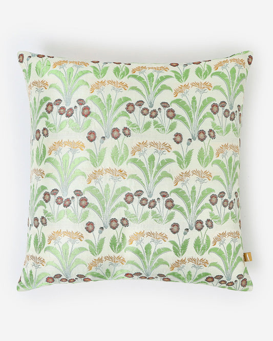 Genda Phool Satin Brocade Silk Cushion Cover