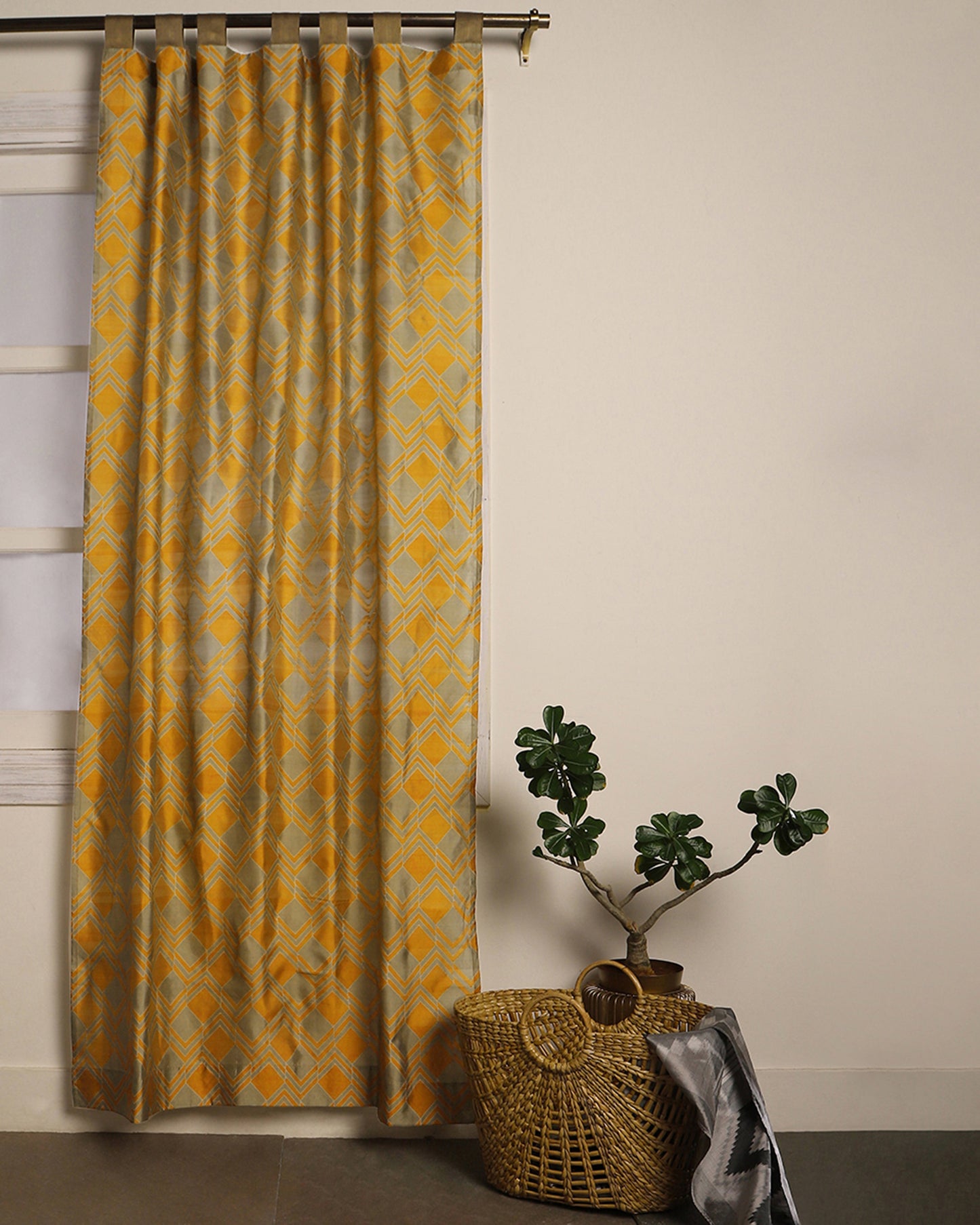 Tiles Cutwork Silk Curtain