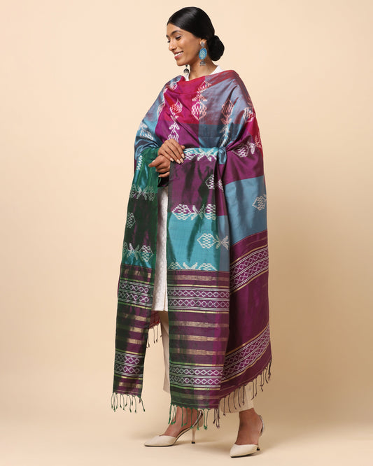 Abhitha Weft Ikat Silk Dupatta
