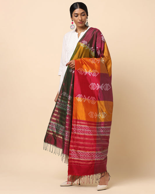 Abhitha Weft Ikat Silk Dupatta