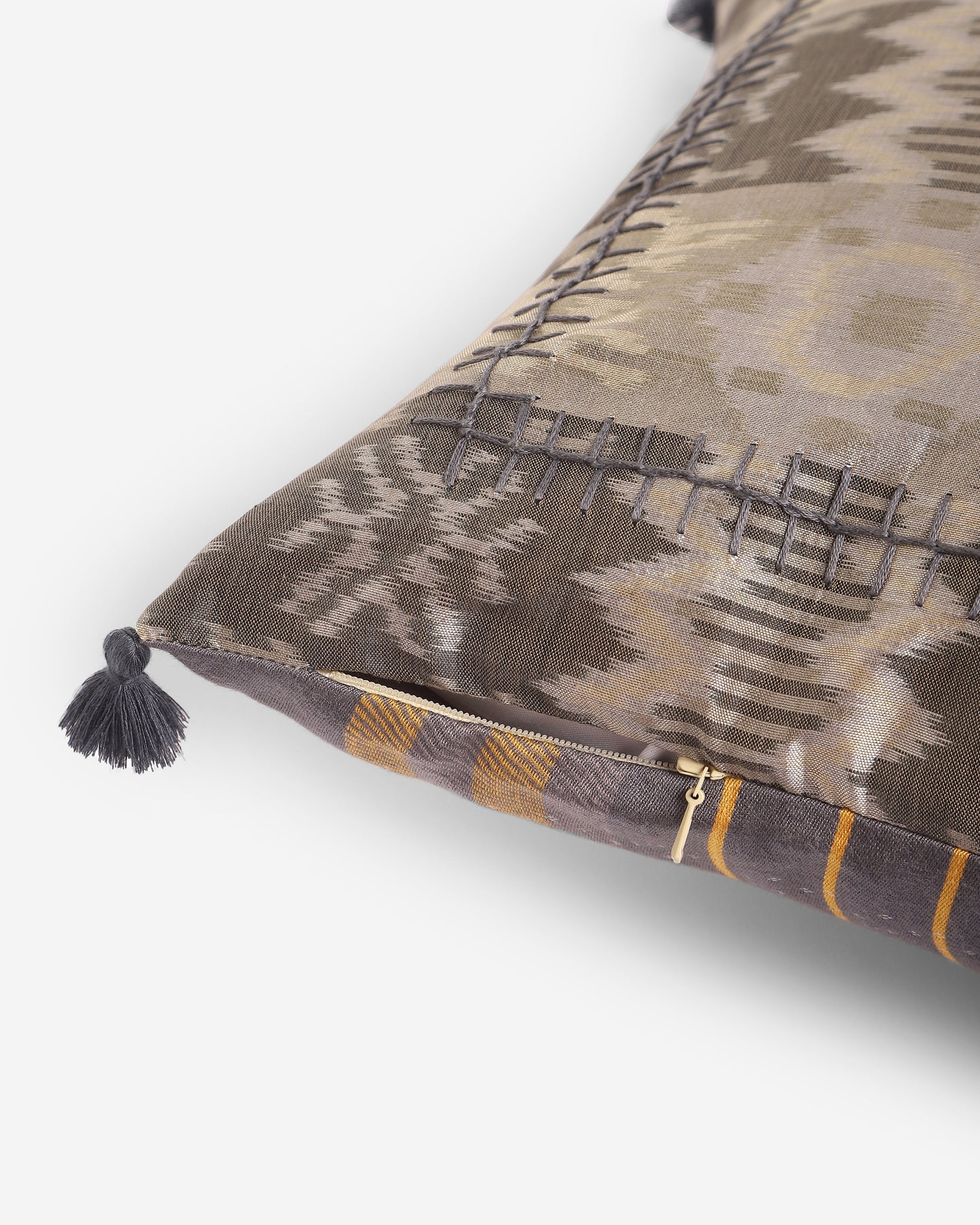 Nurgul Weft Ikat Cotton Silk Cushion Cover