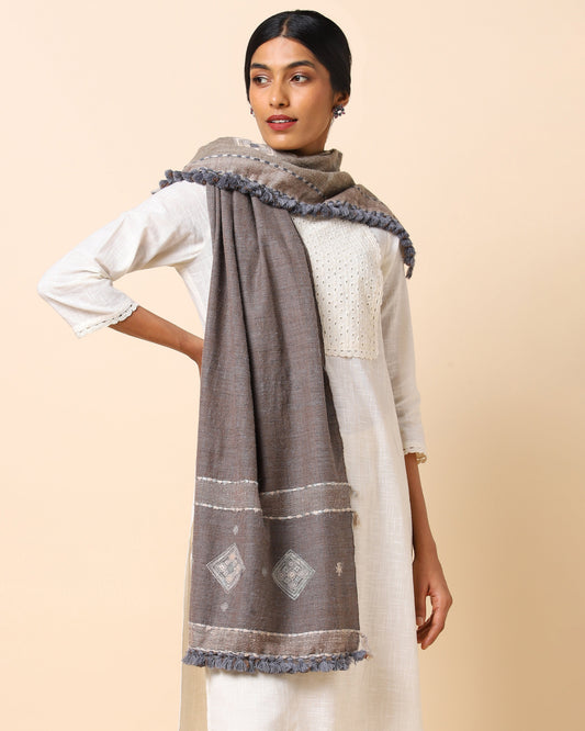 Caria Extra Weft Wool Silk Stole