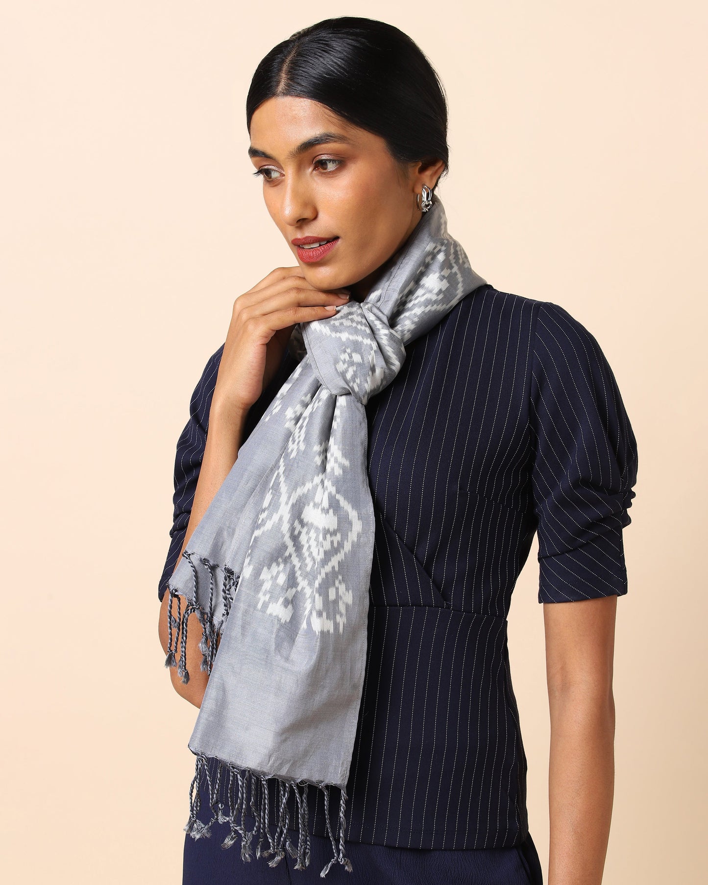 Edric Warp Ikat Silk Cotton Stole