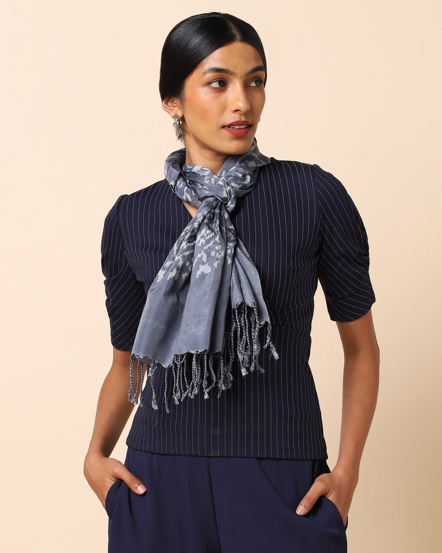 Edric Warp Ikat Silk Cotton Stole