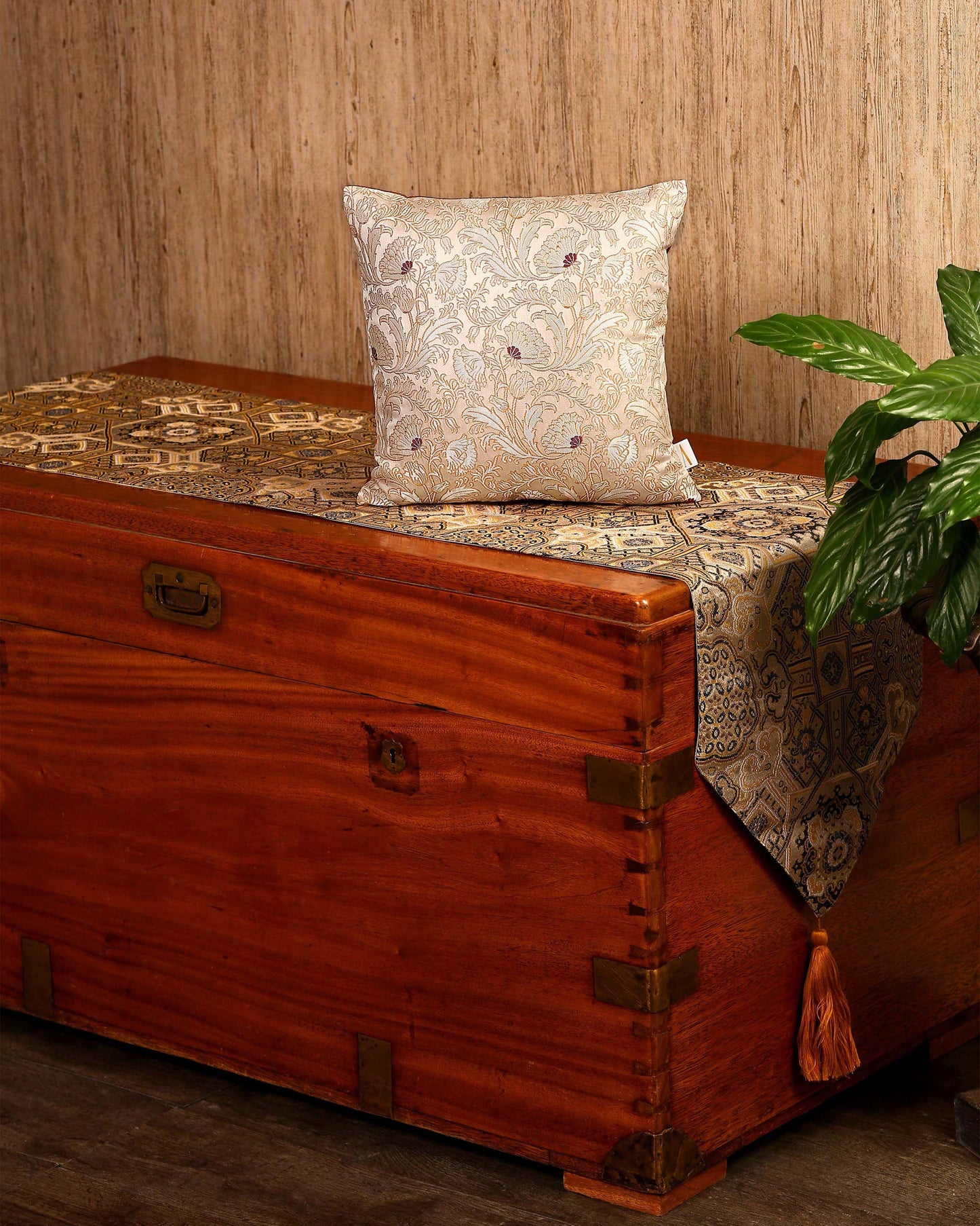 Carnation Satin Brocade Silk Cushion Cover