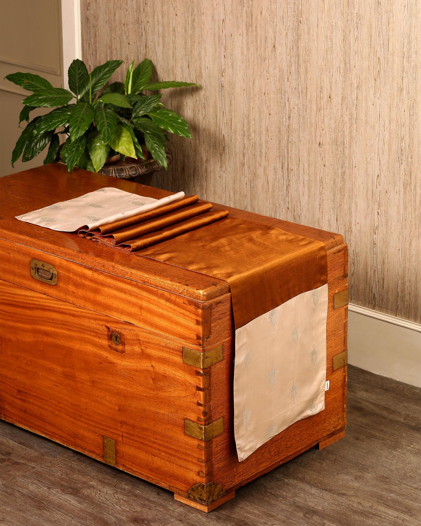 Shatranj Satin Brocade Silk Table Runner