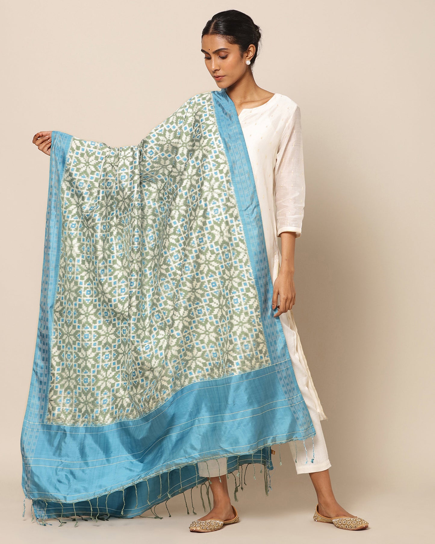 Rangam Double Ikat Silk Dupatta