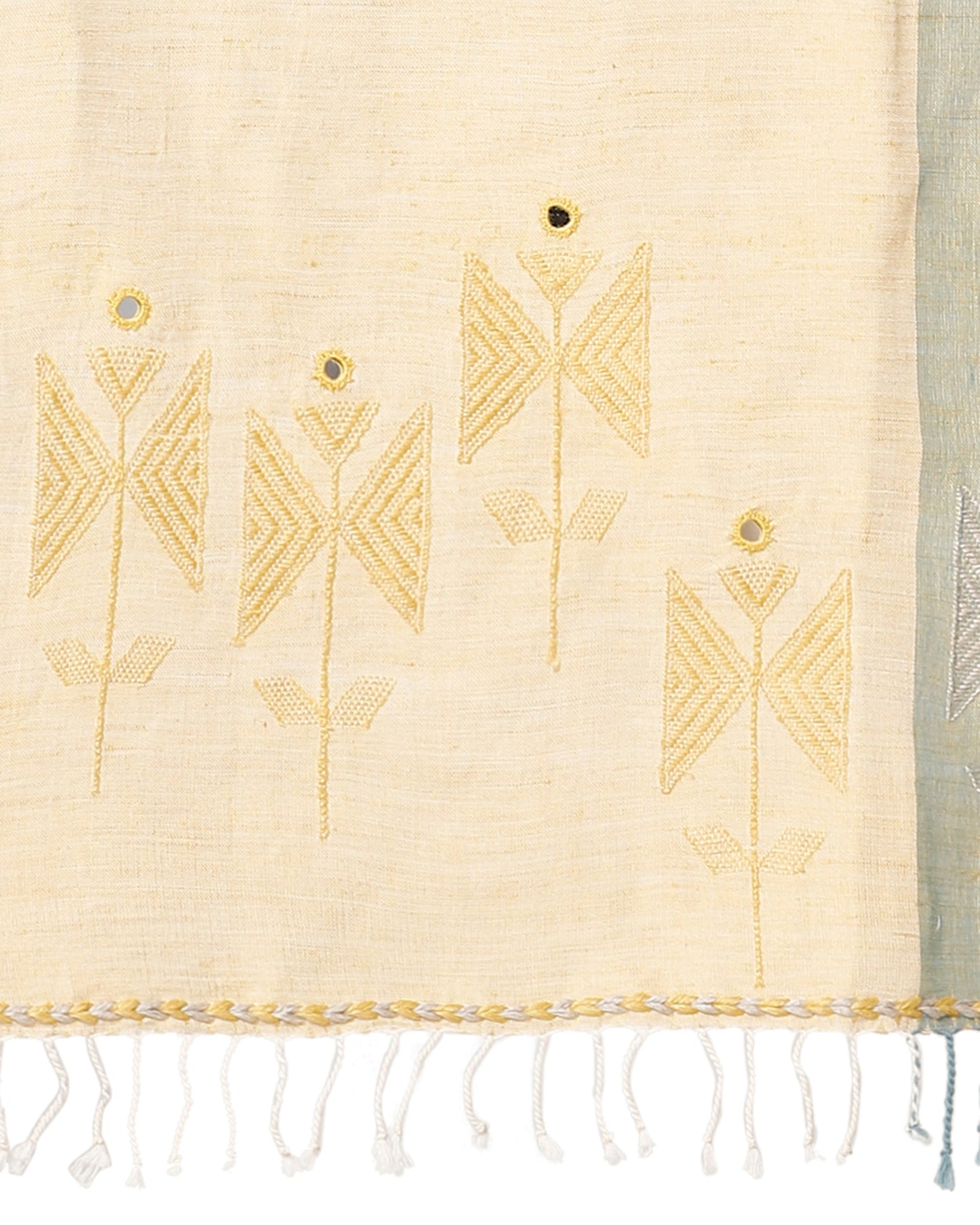 Rosed Extra Weft Cotton Linen Stole