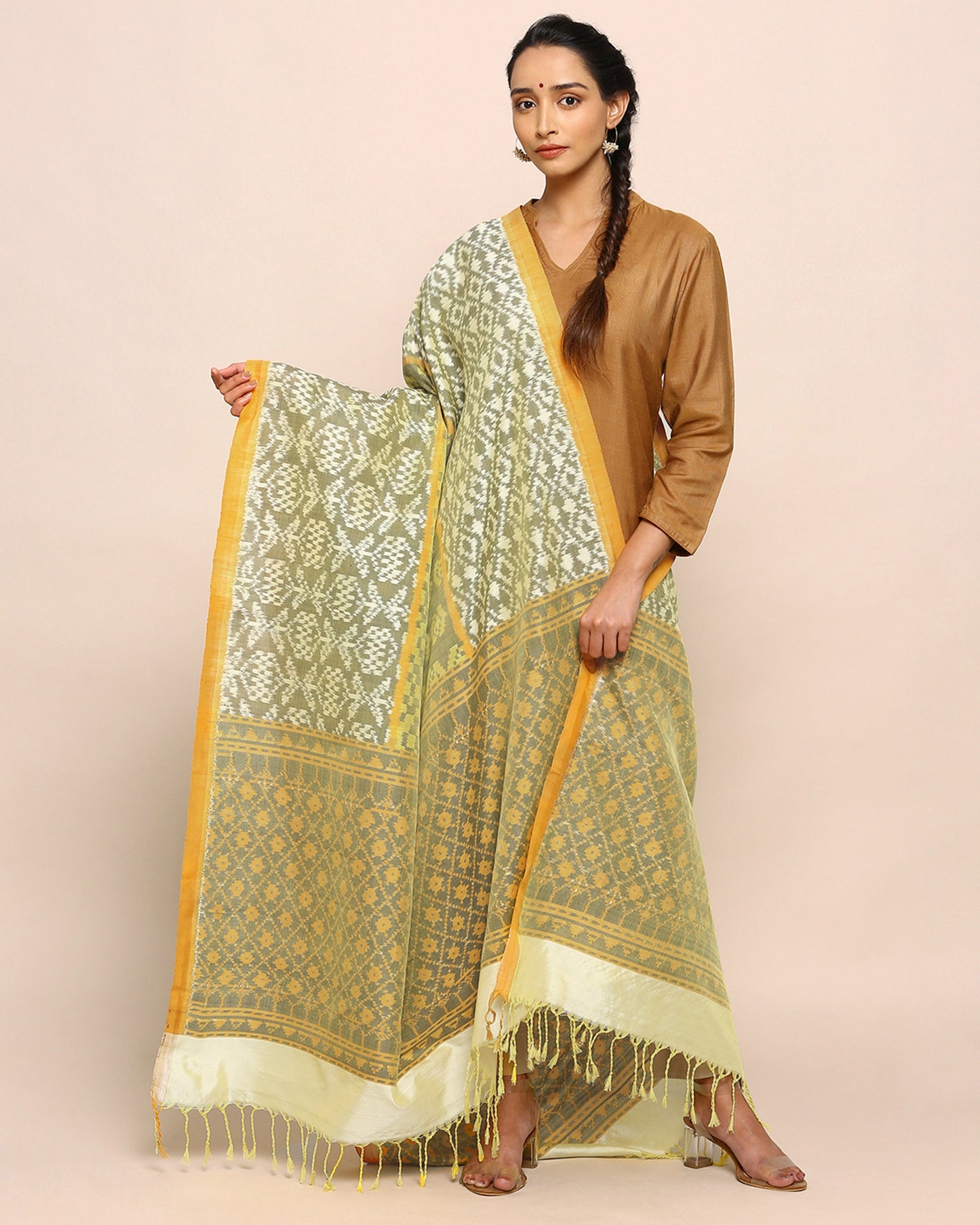 Nala Weft Ikat Cotton Silk Dupatta