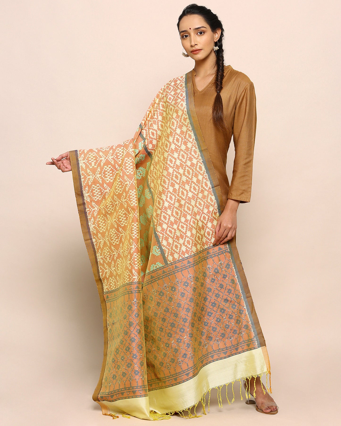 Nala Weft Ikat Cotton Silk Dupatta