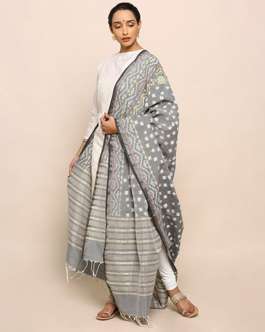 Rani Weft Ikat Cotton Silk Dupatta