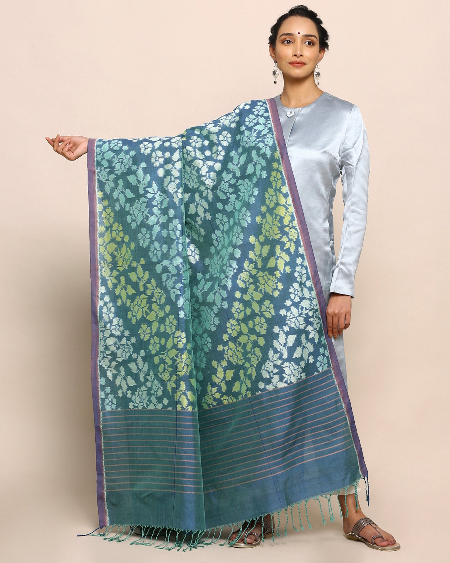 Saanya Weft Ikat Cotton Silk Dupatta