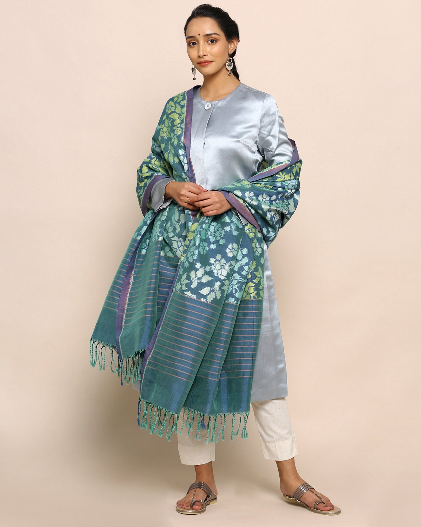 Saanya Weft Ikat Cotton Silk Dupatta