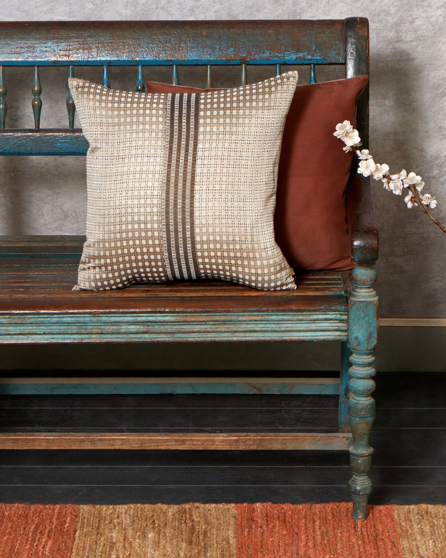 Chettinad Tanchoi Silk Linen Cushion Cover