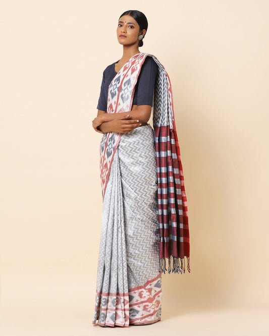 Zircon Warp Ikat Silk Saree
