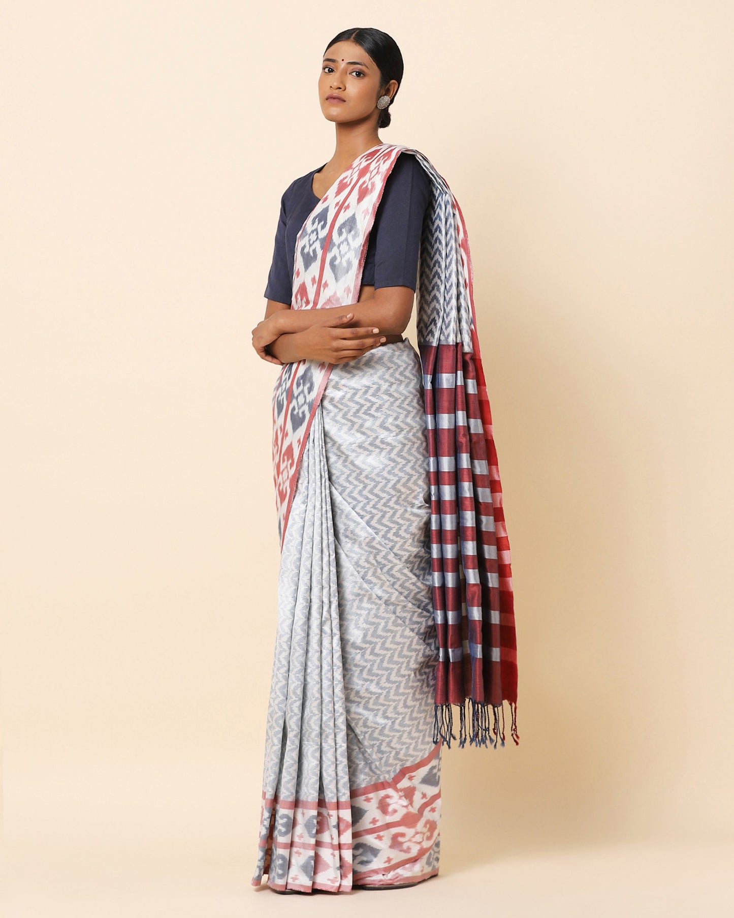 Zircon Warp Ikat Silk Saree