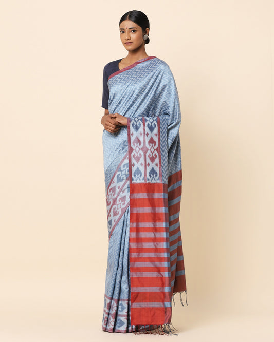 Zircon Warp Ikat Silk Saree