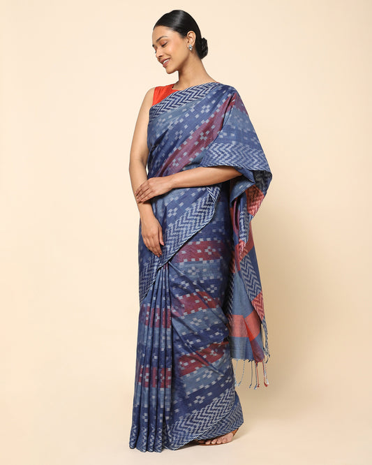 Vardhaman Warp Ikat Silk Saree