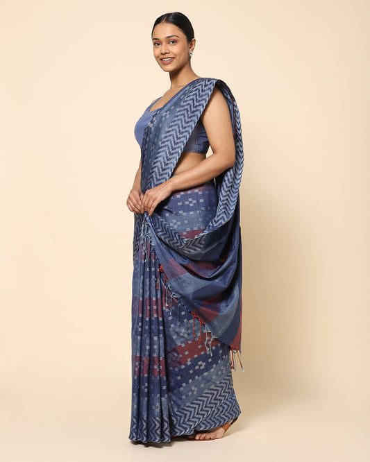 Vardhaman Warp Ikat Silk Saree