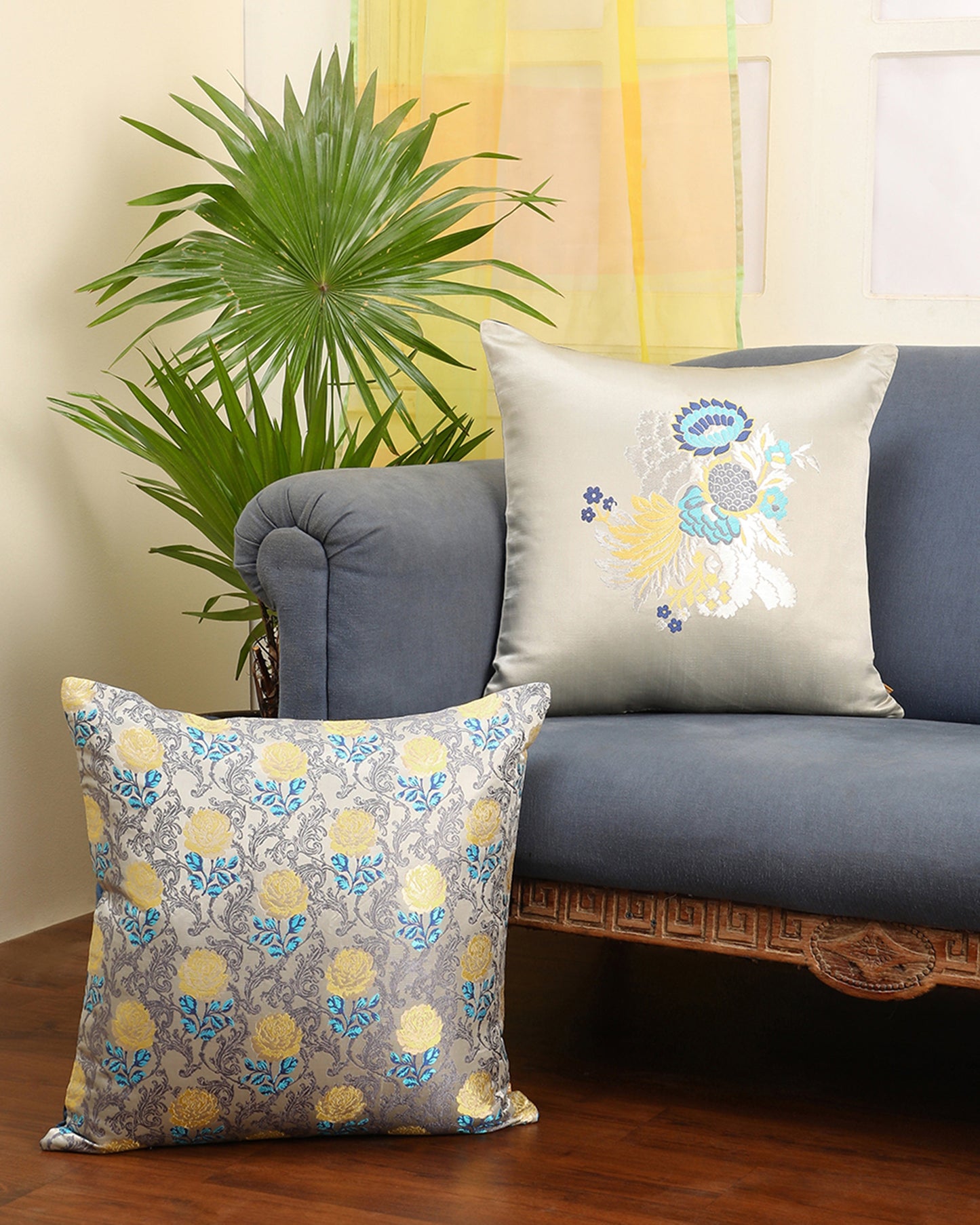 Rose Satin Brocade Silk Cushion Cover