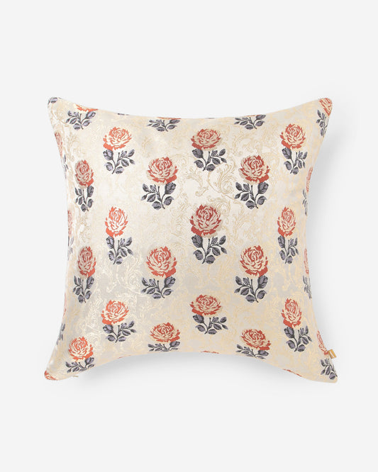 Rose Satin Brocade Silk Cushion Cover