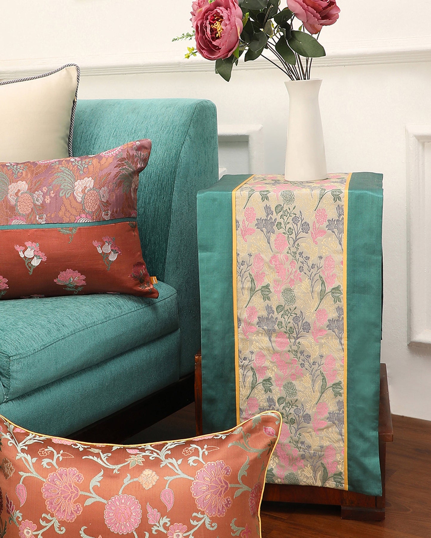 Gael Satin Brocade Silk Table Runner