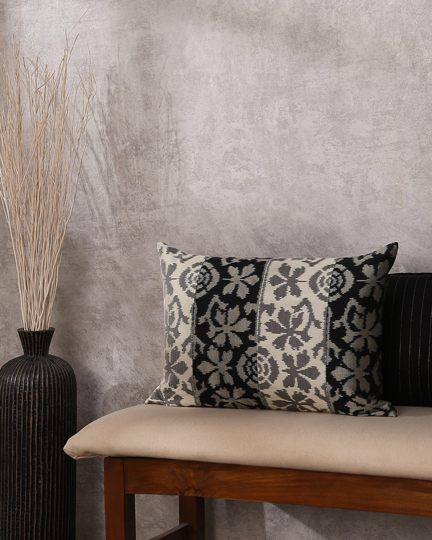 Samaira Weft Ikat Cotton Silk Cushion Cover