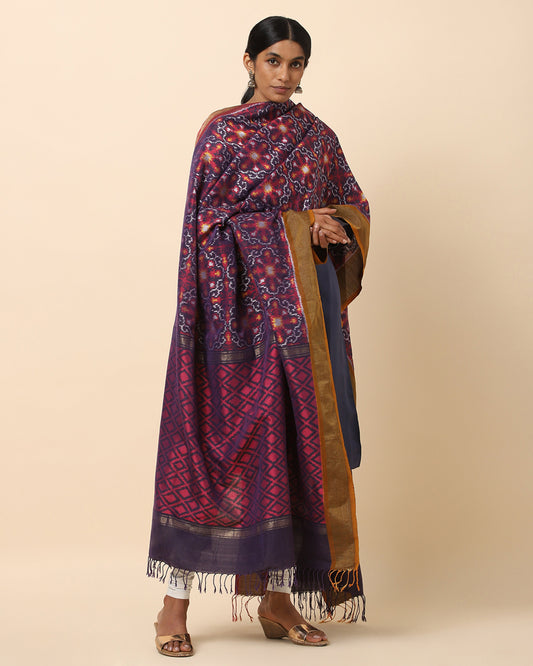 Ahilya Weft Ikat Cotton Silk Dupatta