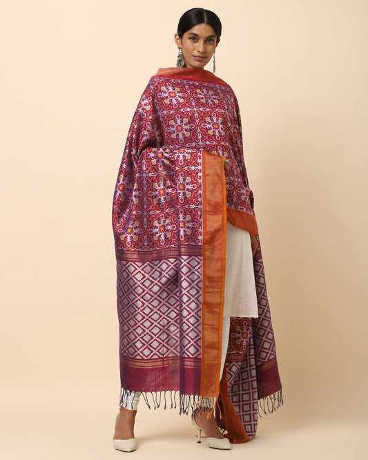 Ahilya Weft Ikat Cotton Silk Dupatta