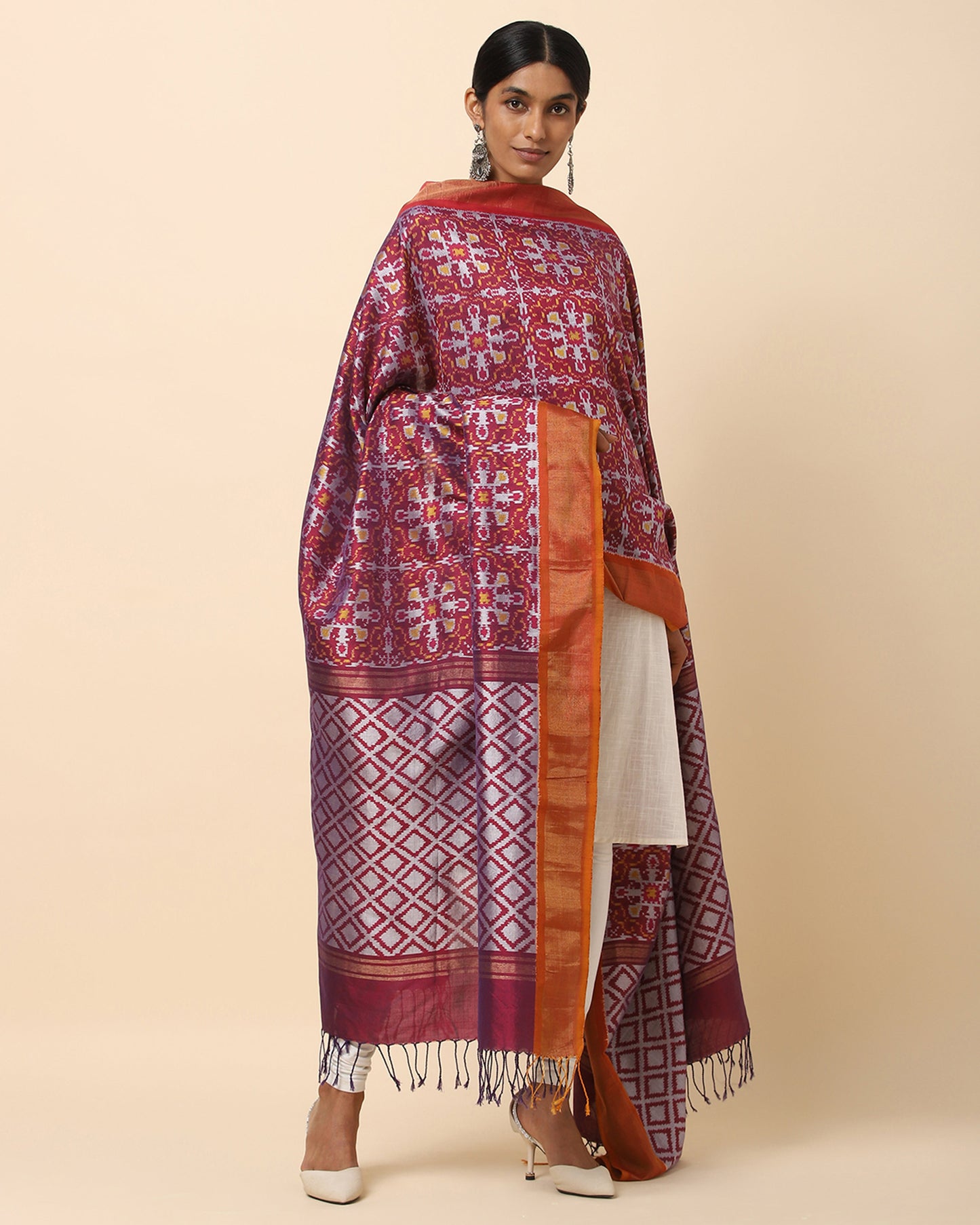 Ahilya Weft Ikat Cotton Silk Dupatta