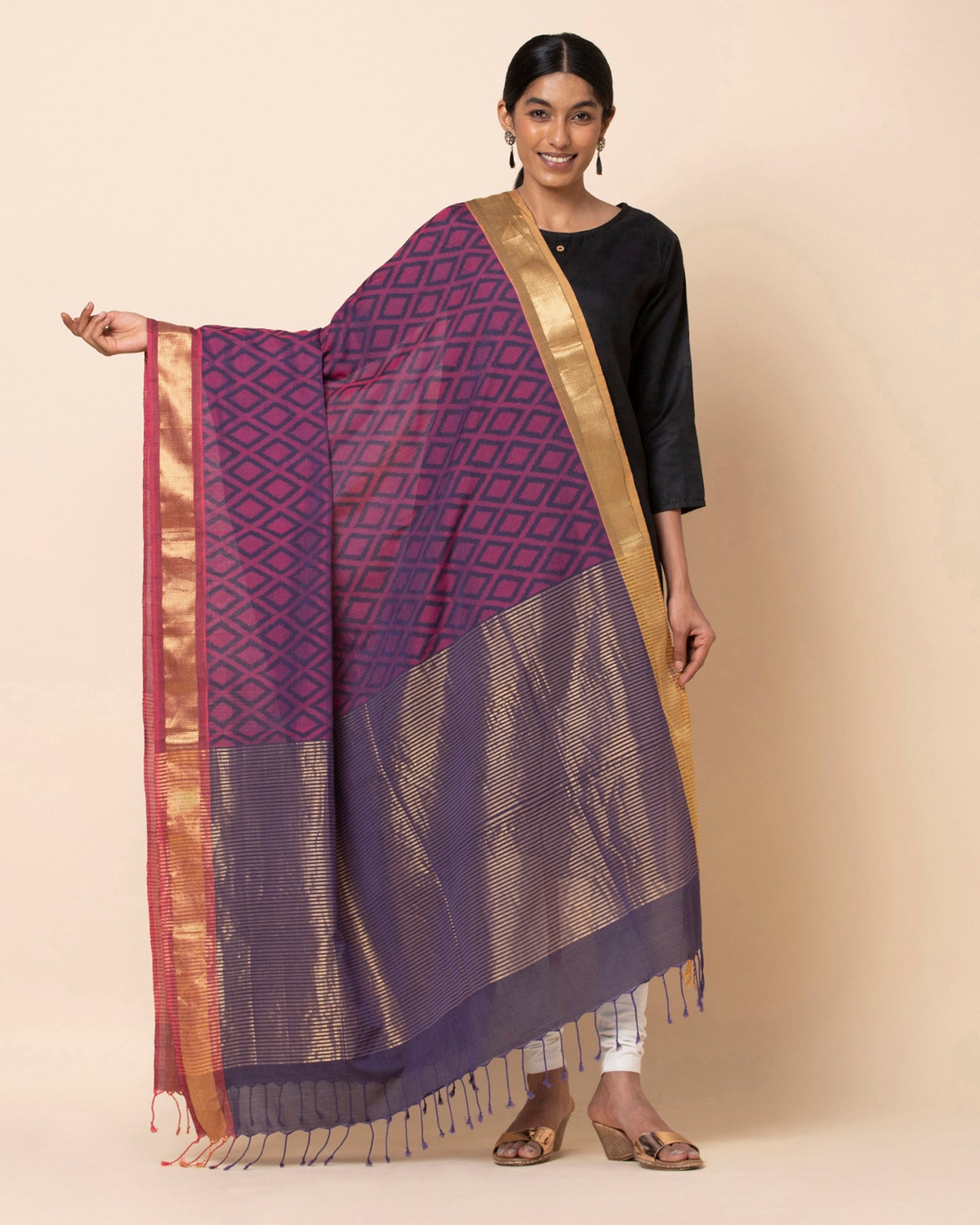 Gheethi Weft Ikat Cotton Dupatta