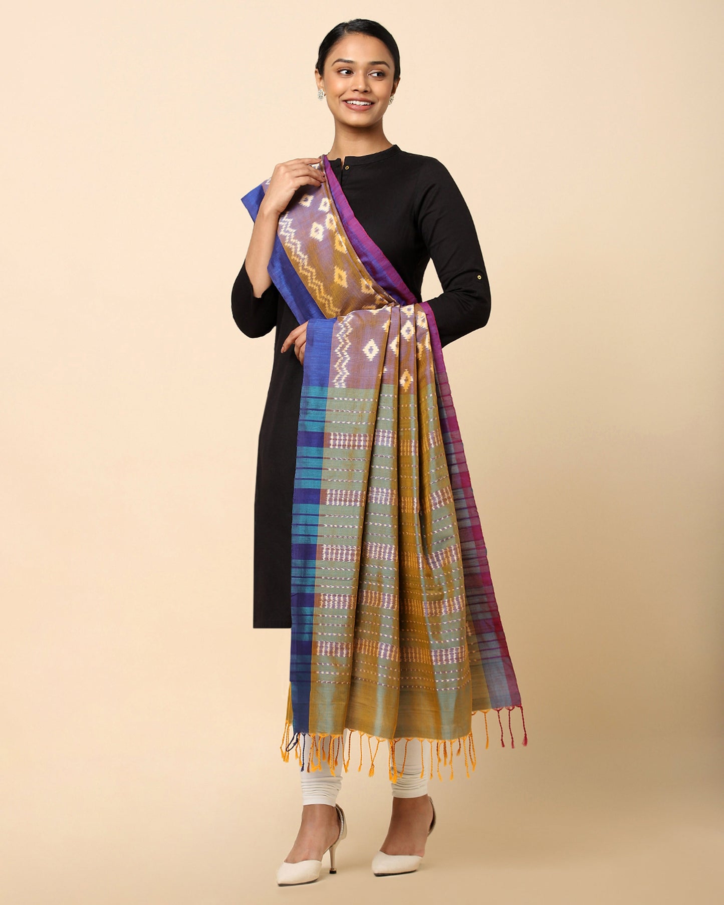 Dwiti Weft Ikat Cotton Silk Dupatta