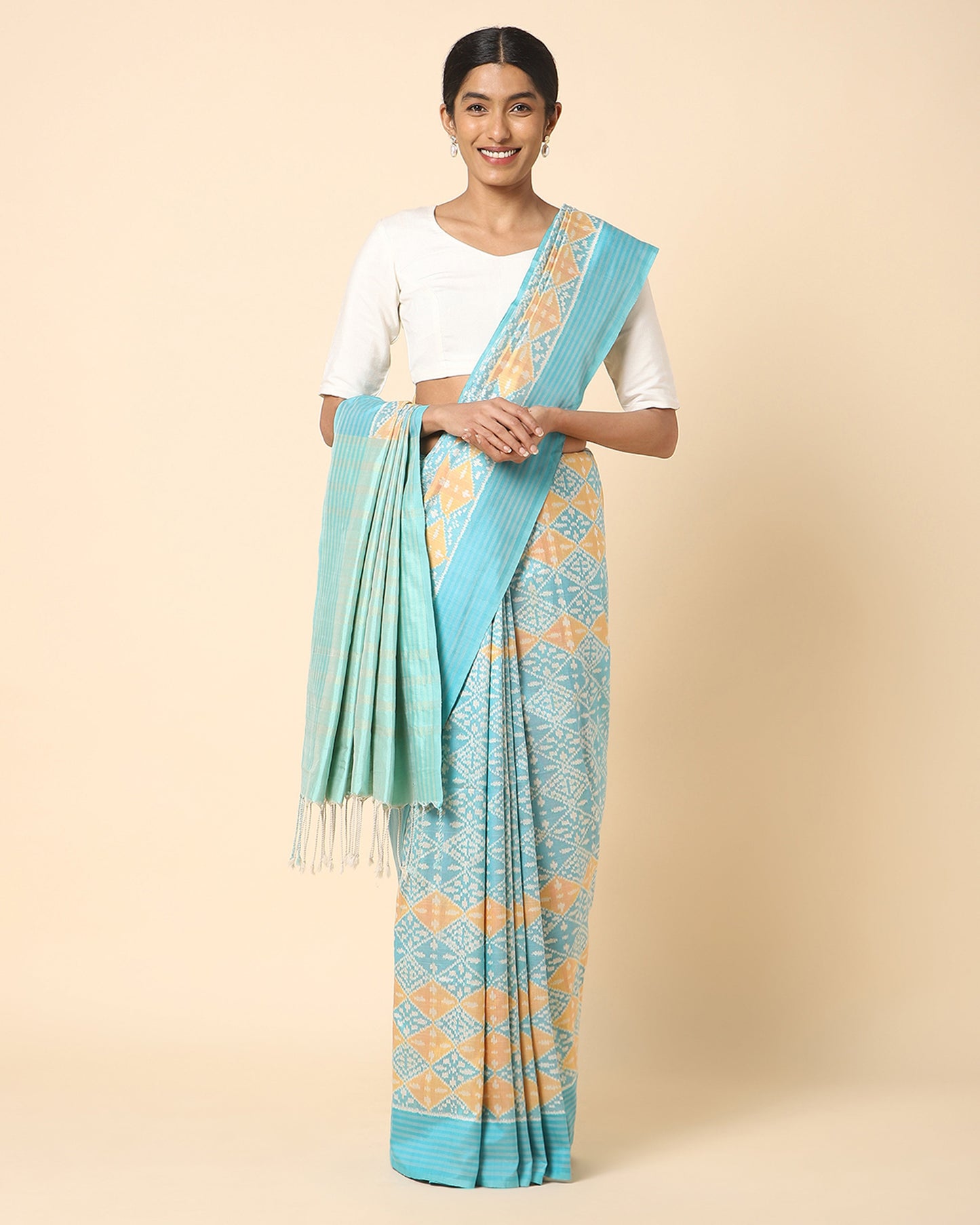 Parvini Weft Ikat Cotton Silk Saree