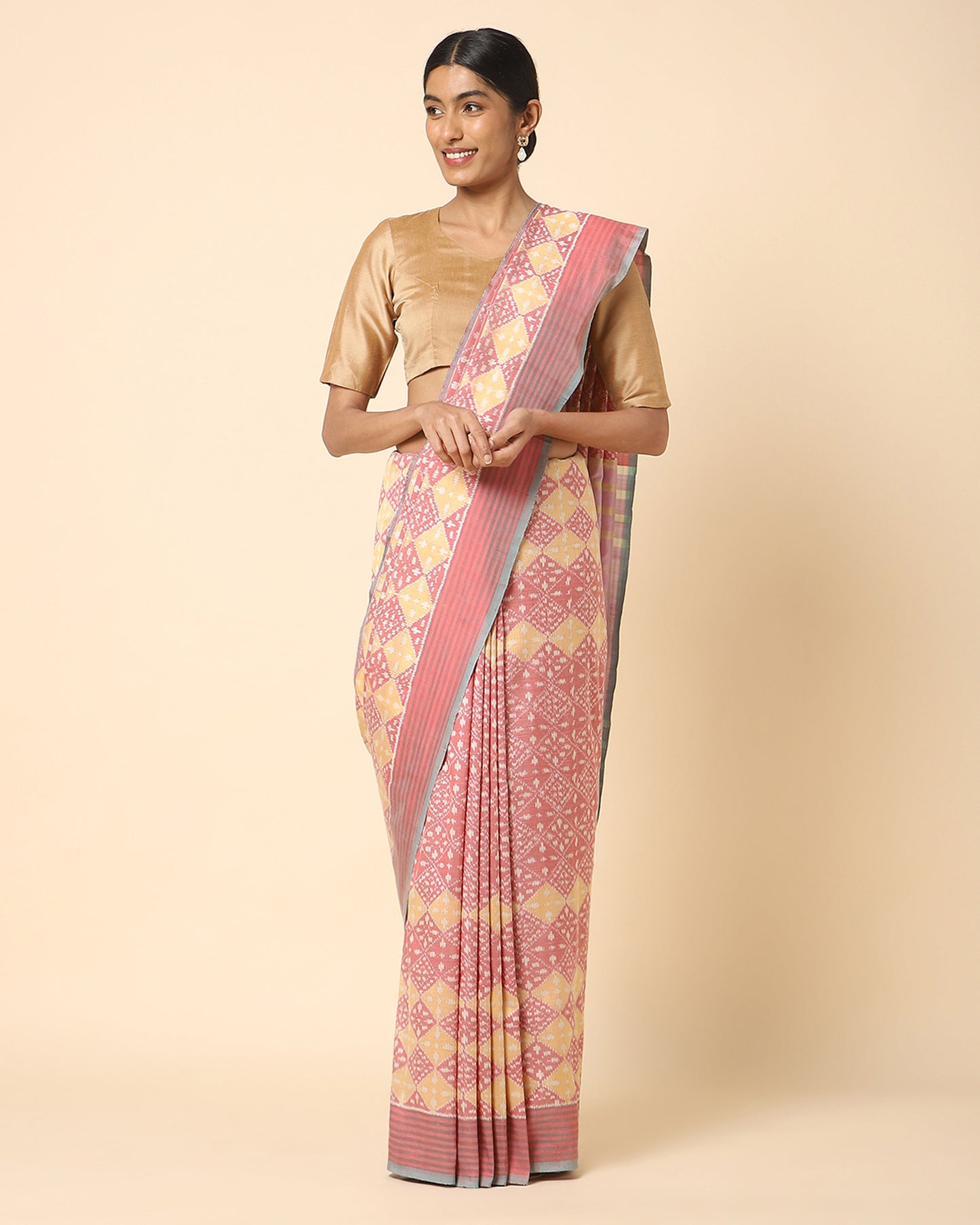 Parvini Weft Ikat Cotton Silk Saree