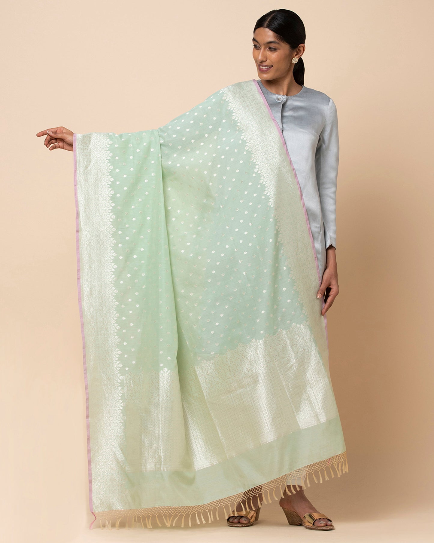 Swasti Cutwork Silk Cotton Dupatta