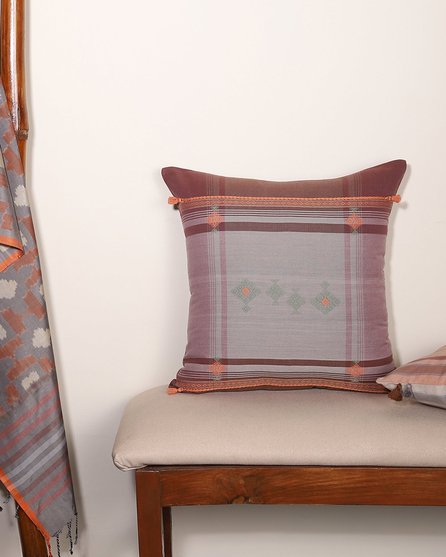 Miriam Extra Weft Cotton Cushion Cover