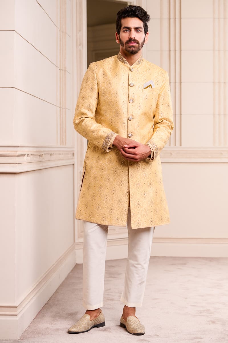 Gold Resham Brocade Achkan