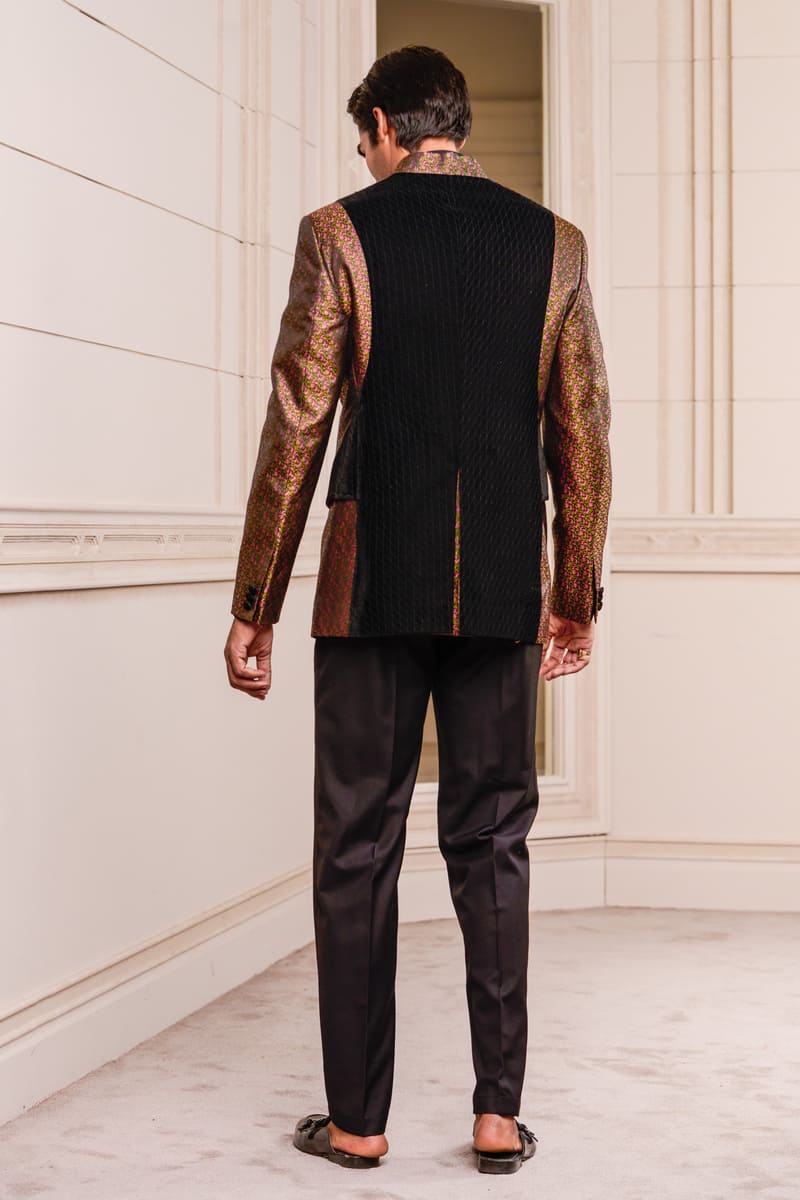 Black Brocade Bandhgala