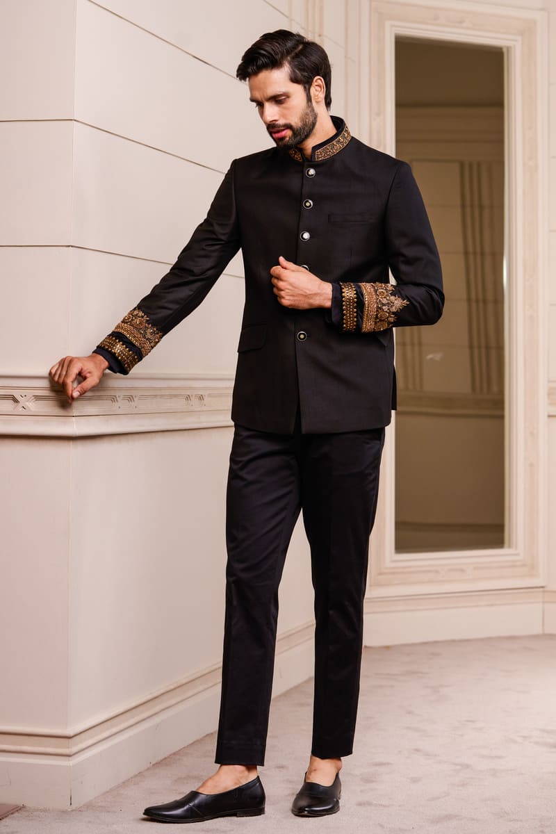 Neck And Sleeve Embroidered Bandhgala