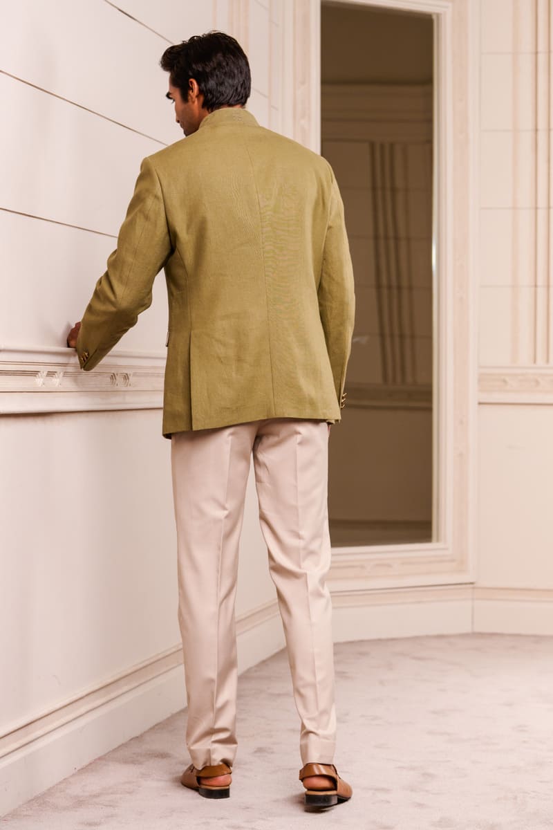 Olive Linen Bandhgala